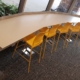 Curved window study counter with bar-height seating at Wilfrid Laurier University